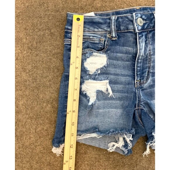 American Eagle Shorts Womens 4 High Rise Distressed Whiskered Stretch Denim - Picture 3 of 8